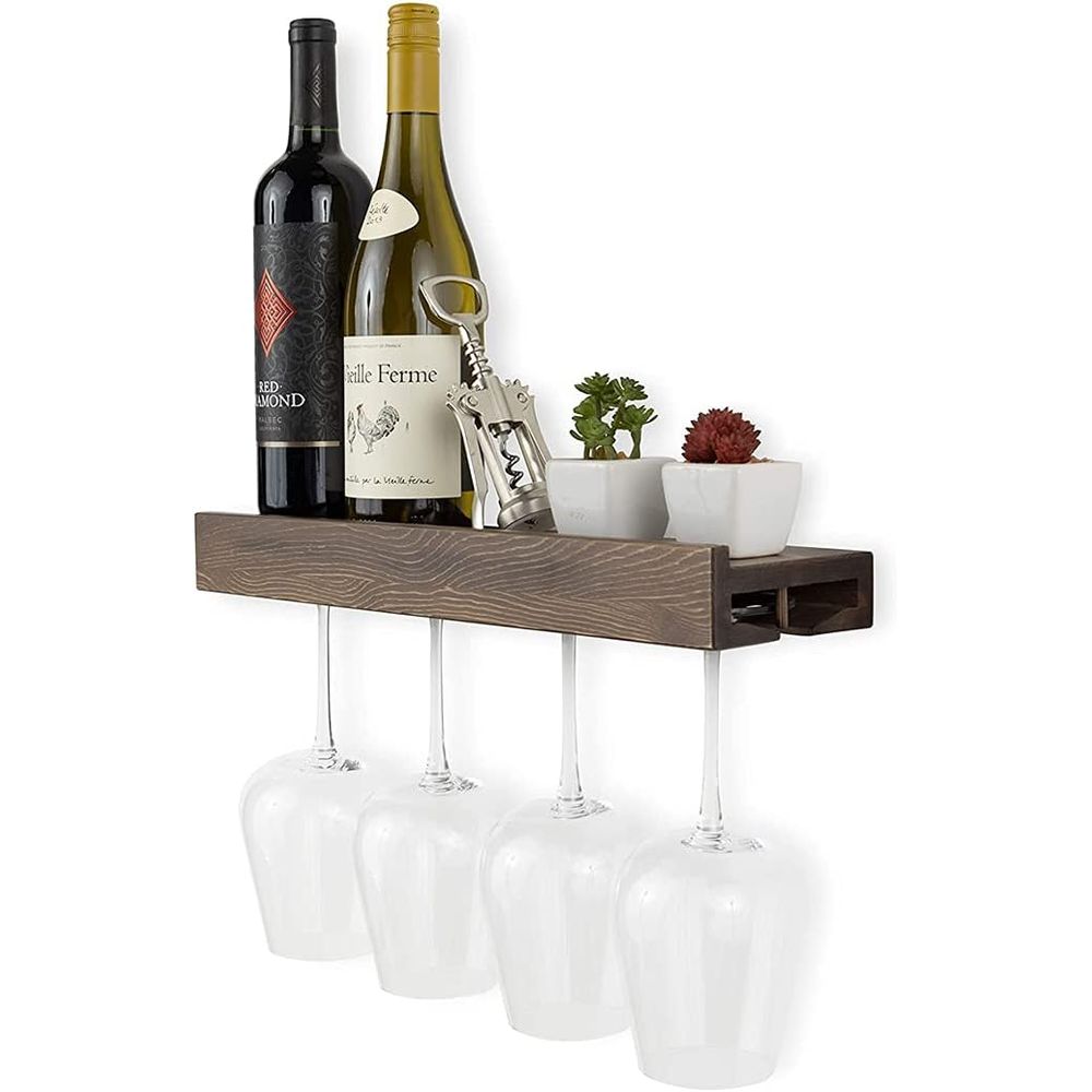 Wine Rack Wall Mount - Estante Flotante de Madera para Botellas