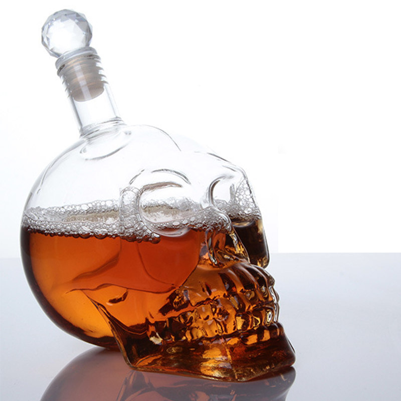 Wine Beer Glass Set - Decantador creativo con cabeza de Calavera,