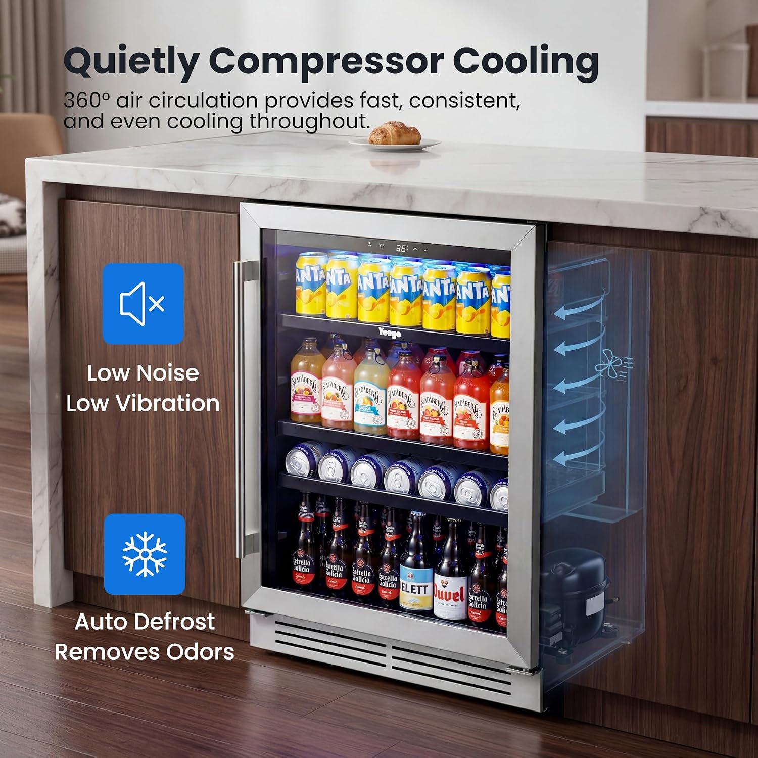 Enfriador de Bebidas de 24 Pul - Wine Beer Fridge Under Counter reseña y precio